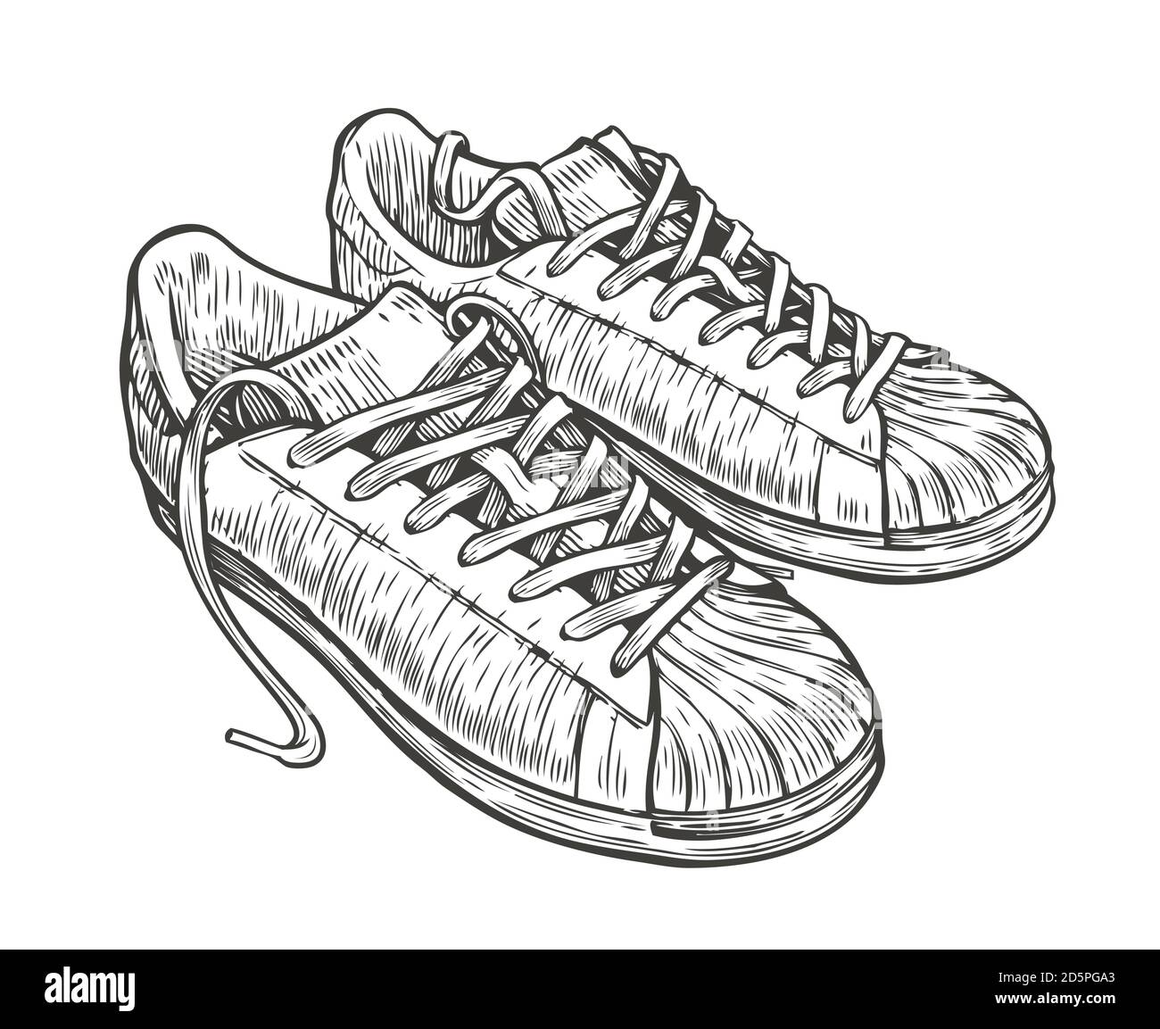 Croquis de chaussures de sport. Illustration vectorielle vintage dessinée à  la main Image Vectorielle Stock - Alamy