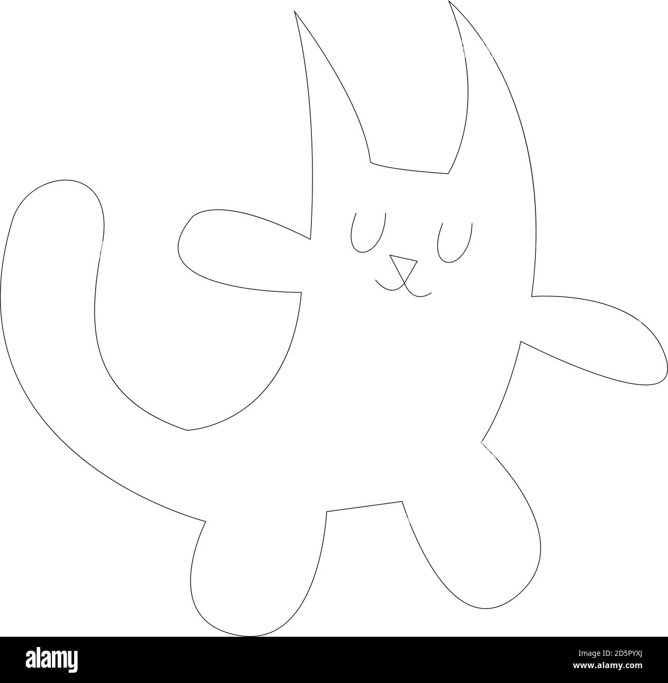 Illustration vectorielle dessin de personnage contour de joli dessin animé de chat.draw Doodle style Illustration de Vecteur