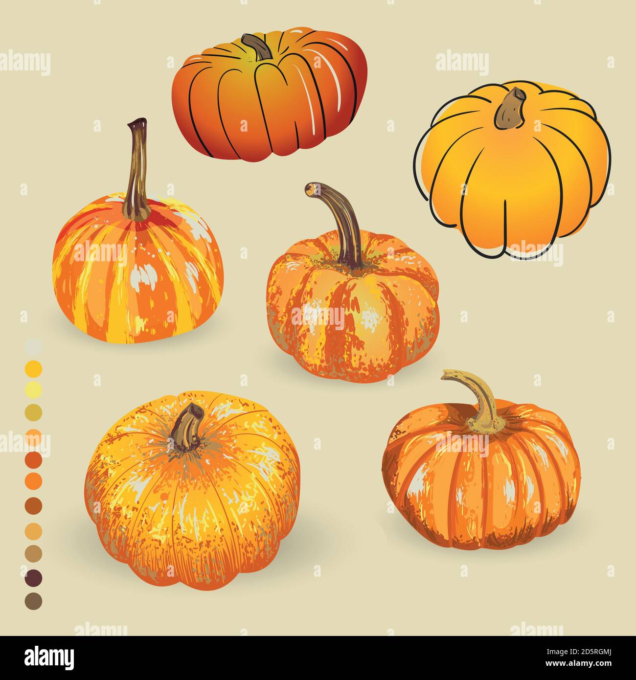 ensemble de vecteurs motif d'automne de citrouille isolé Illustration de Vecteur