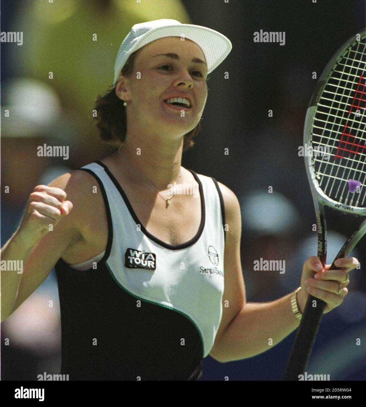 Martina Hingis en Suisse contre Monica Seles aux États-Unis. Hingis a gagné 6-2, 6-4. Banque D'Images