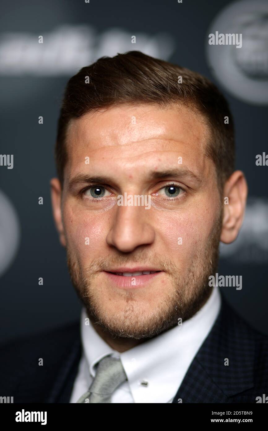 Billy Sharp de Sheffield United avec le Sky Bet League One Player of the Season Award lors des EFL Awards au London Hilton, Park Lane. Banque D'Images