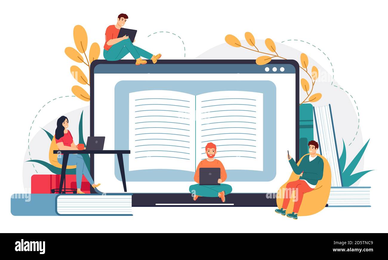 École de commerce en ligne. Enseignement à distance, cours ou didacticiels sur le Web, apprentissage en ligne, réunion d'affaires ou illustration vectorielle de vidéoconférence en ligne Illustration de Vecteur