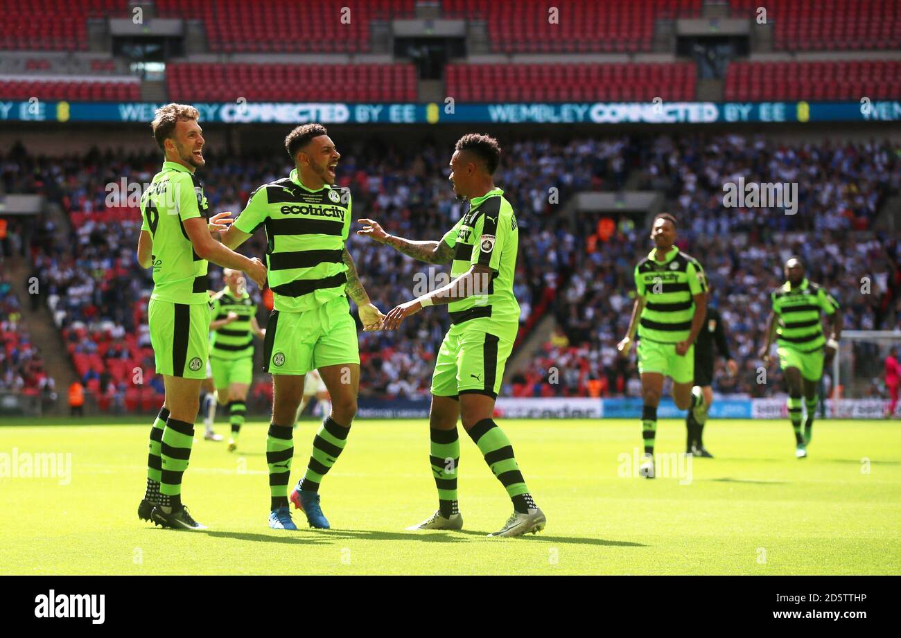 La Woolery Kaiyne de Forest Green Rovers célèbre Banque D'Images