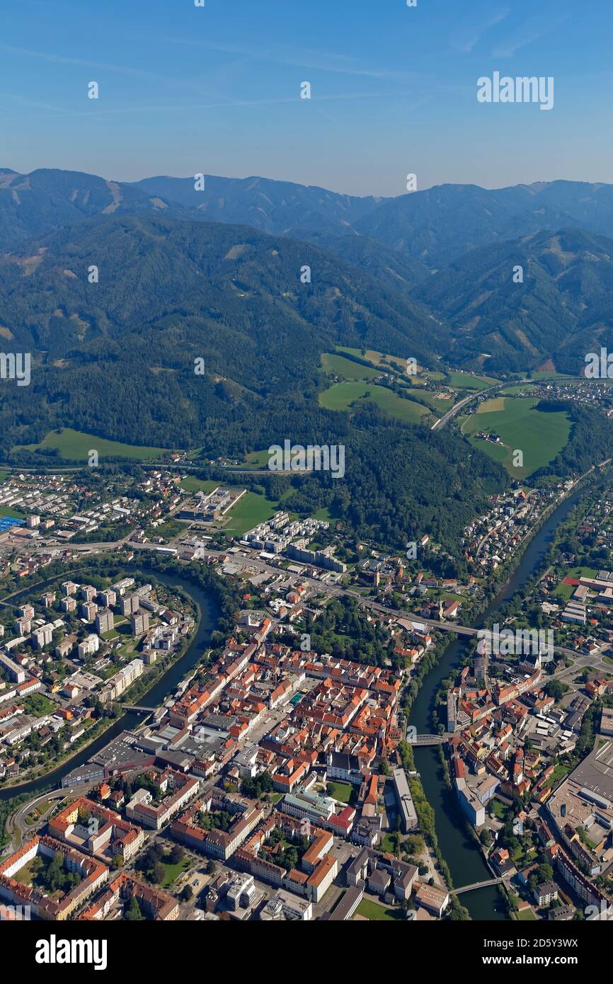 Autriche, Styrie, Leoben, fleuve mur, boucle de rivière Banque D'Images