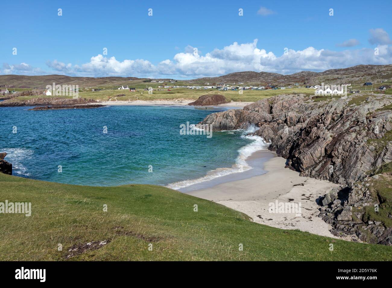 Clachpéage Beach, une destination touristique de plus en plus populaire sur la North Coast 500 Tourist route, Clachpéage, Assynt, NW Highlands, Écosse, Royaume-Uni Banque D'Images