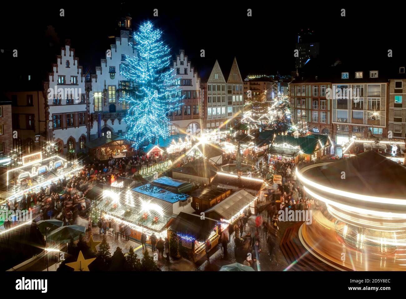 Allemagne, Hesse, Francfort, marché de Noël dans la nuit Banque D'Images