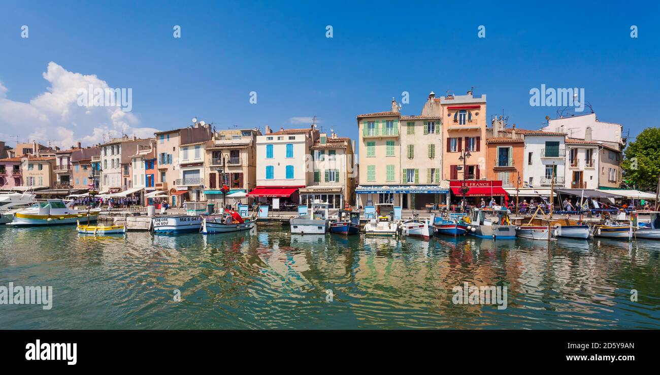 France, Provence-Alpes-Côte d'Azur, Bouches-du-Rhône, Cassis, Port, Panorama Banque D'Images