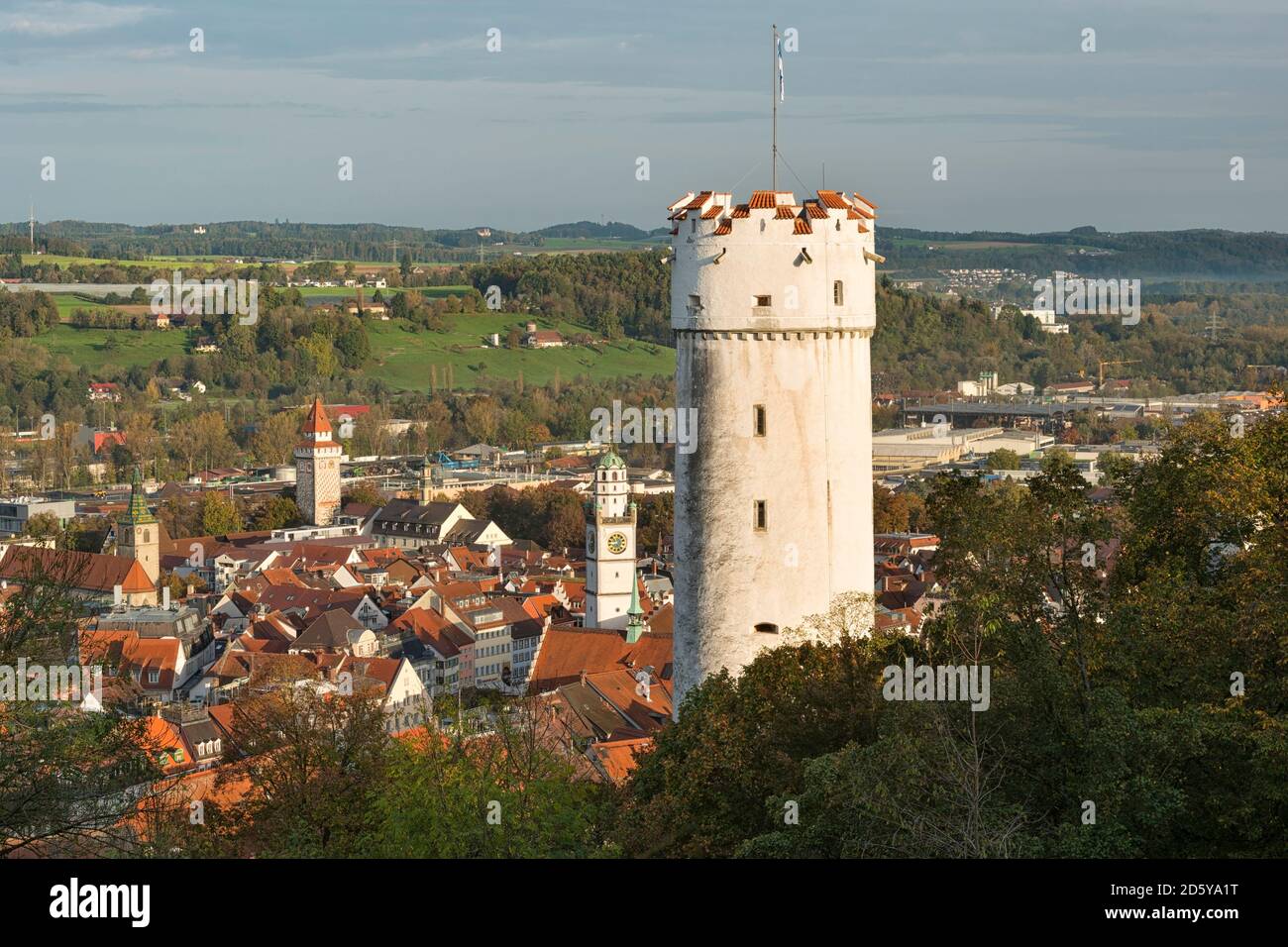 Allemagne, Bade-Wurtemberg, Ravensburg, tour de ville de Mehlsack et Blaserturm Banque D'Images