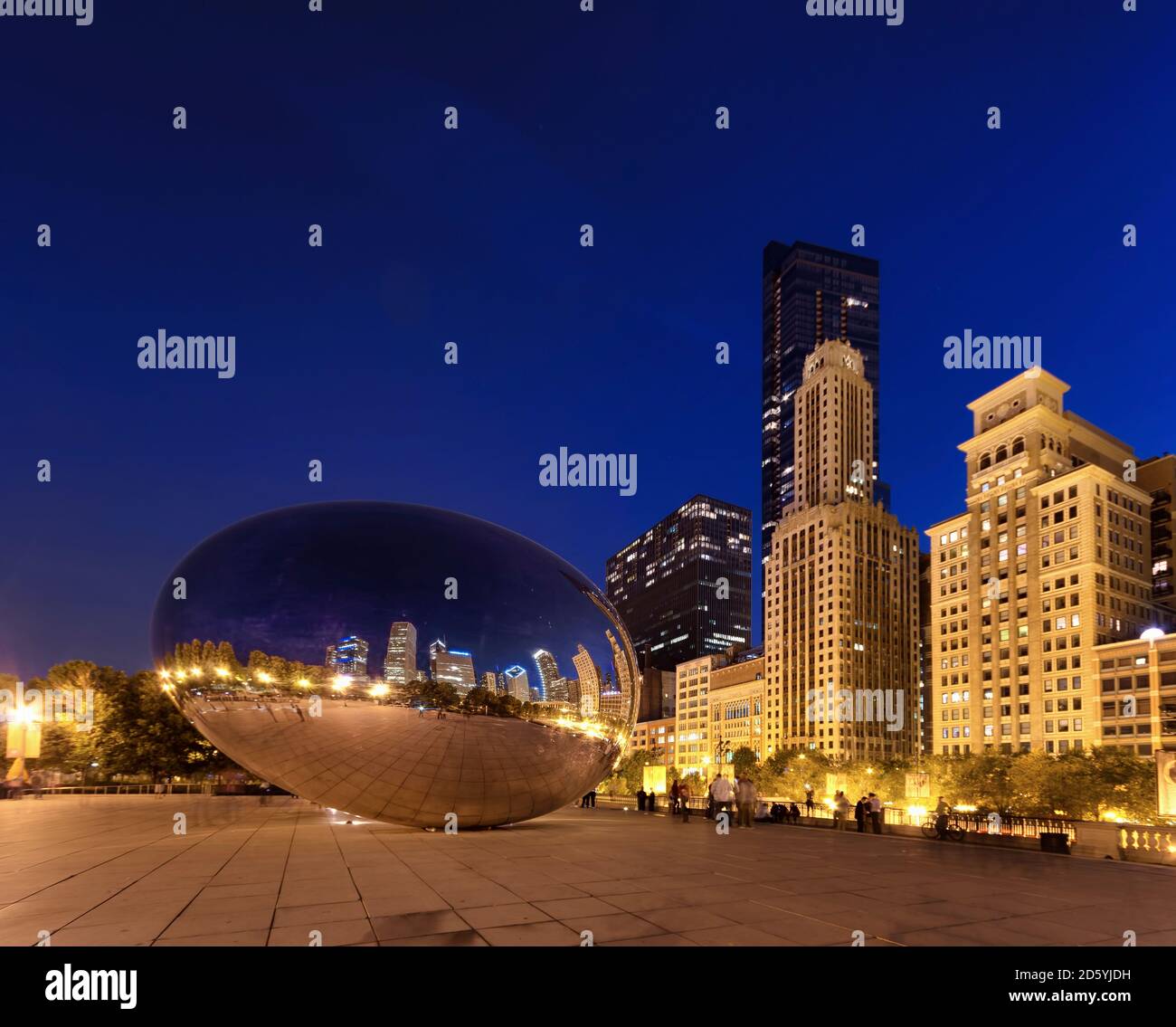 USA, Illinois, Chicago, vue sur Cloud Gate à Millenium Park la nuit Banque D'Images