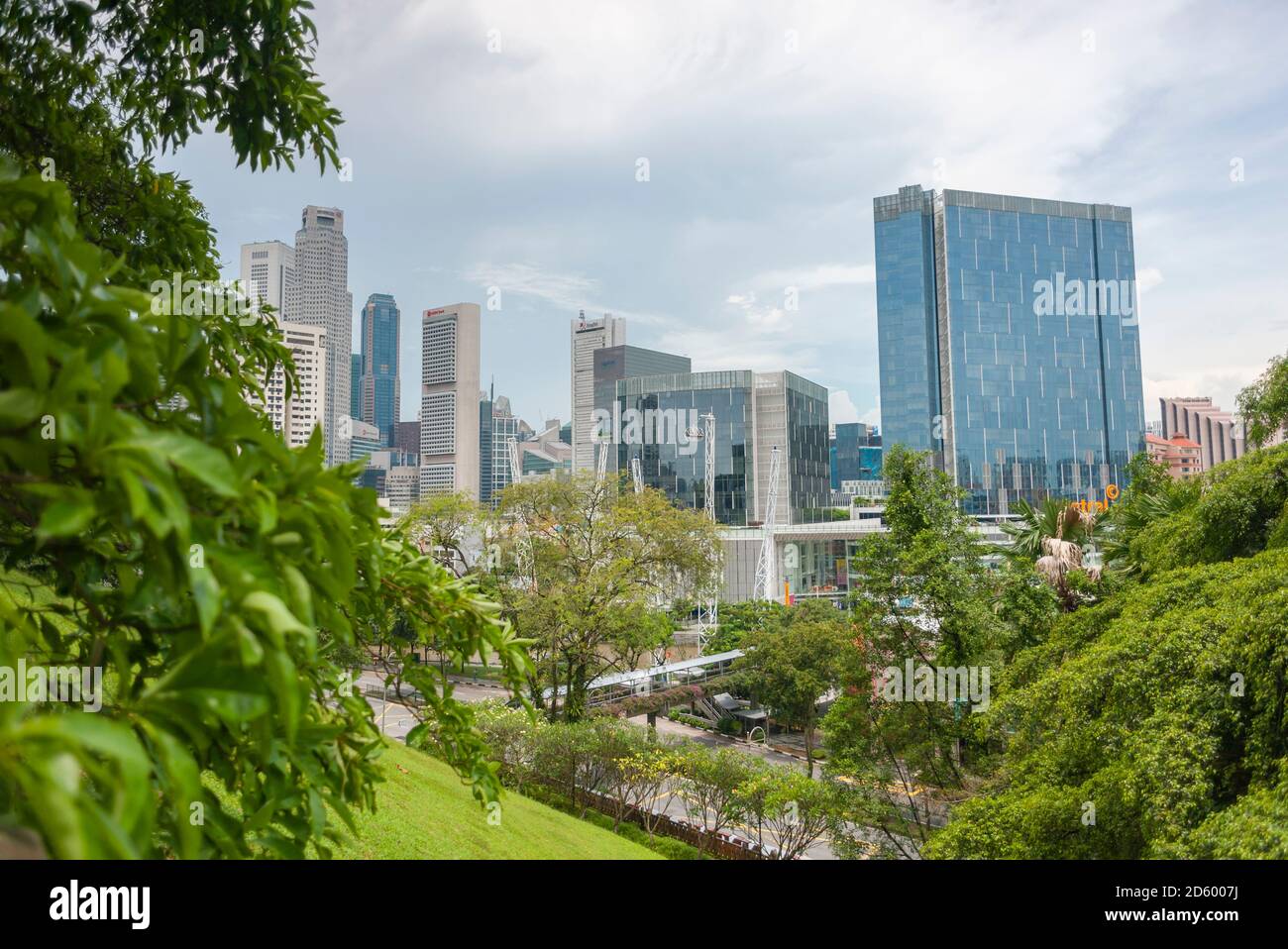 Singapour, centre-ville, du quartier financier, du point de vue de Fort Canning Park Banque D'Images