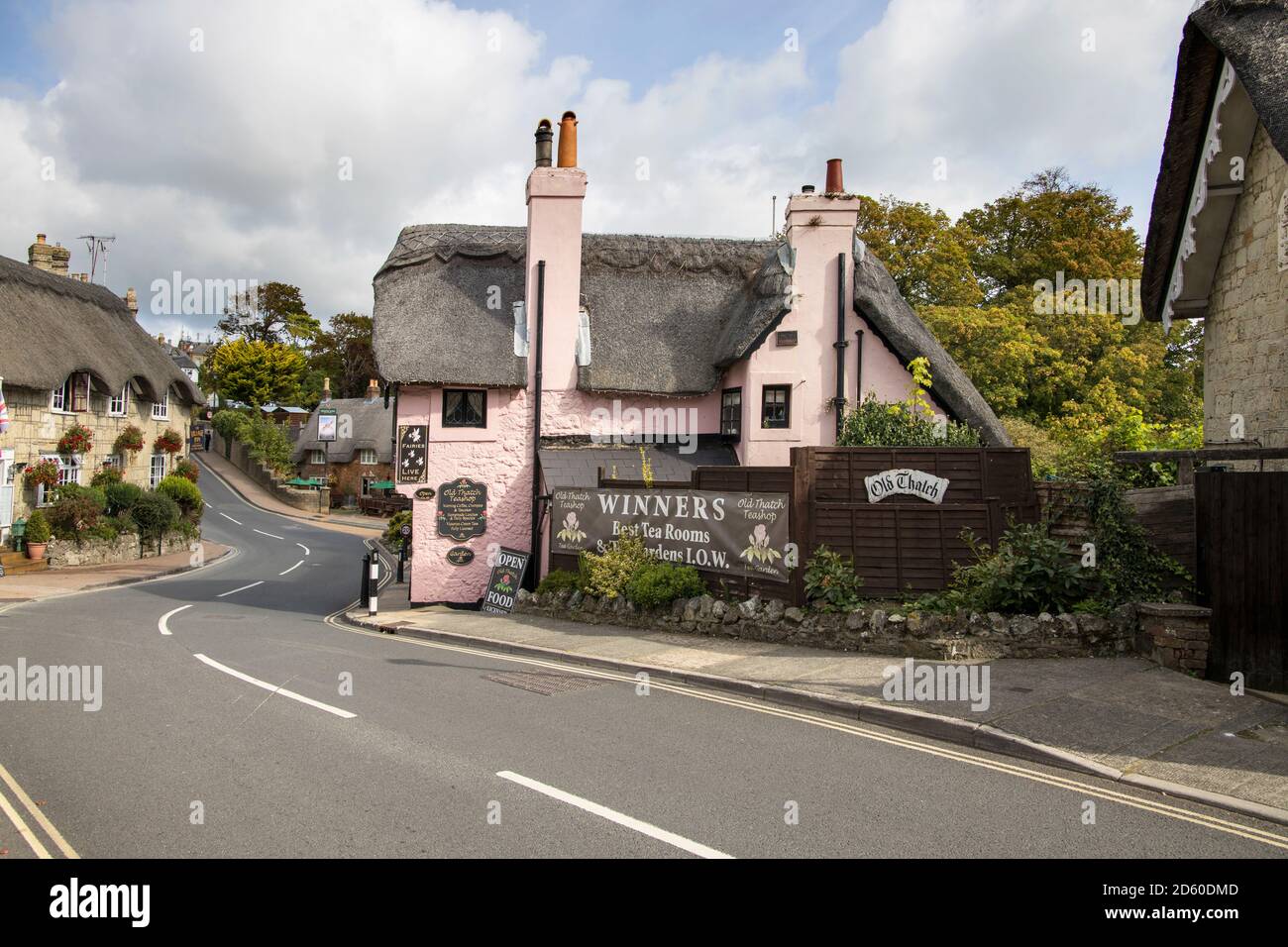 vieux bâtiments de chaume et salons de thé dans le vieux village de shanklin près de shanklin sur l'île de wight Banque D'Images