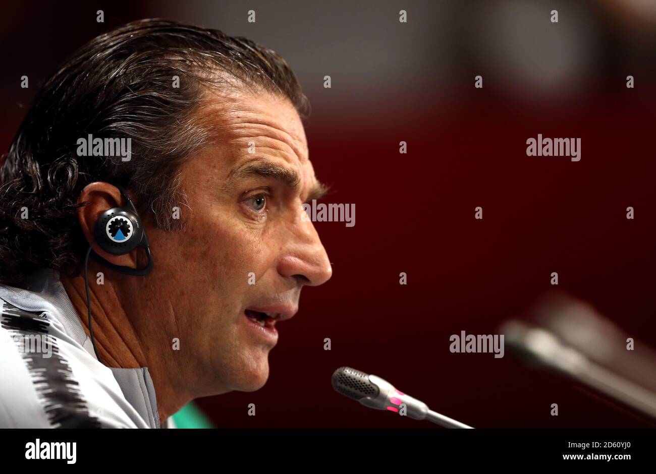 Juan Antonio Pizzi, directeur de l'Arabie Saoudite, lors d'une conférence de presse À l'intérieur du stade Luzhniki à Moscou Banque D'Images