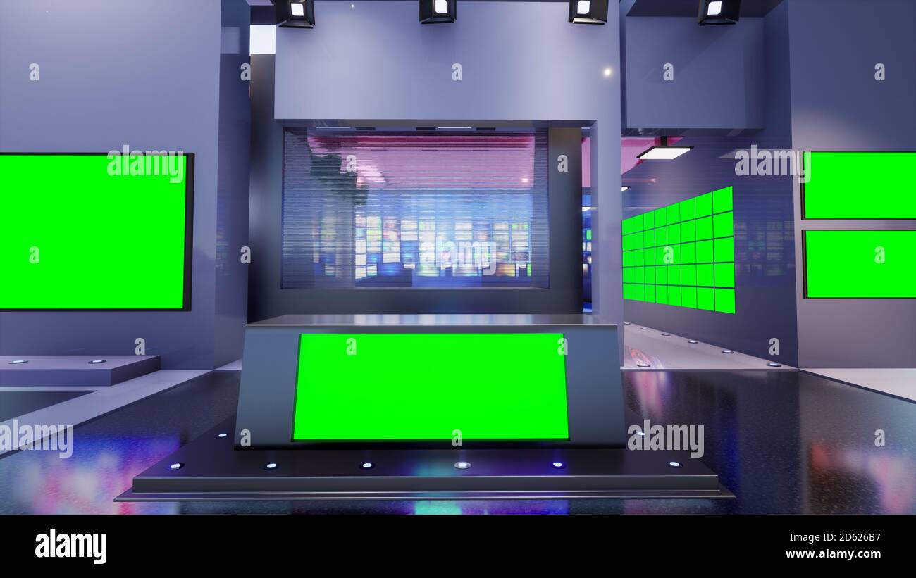 Studio de nouvelles, toile de fond pour les séries TV .TV sur Wall.3D  Virtual News Studio arrière-plan, illustration 3d Photo Stock - Alamy
