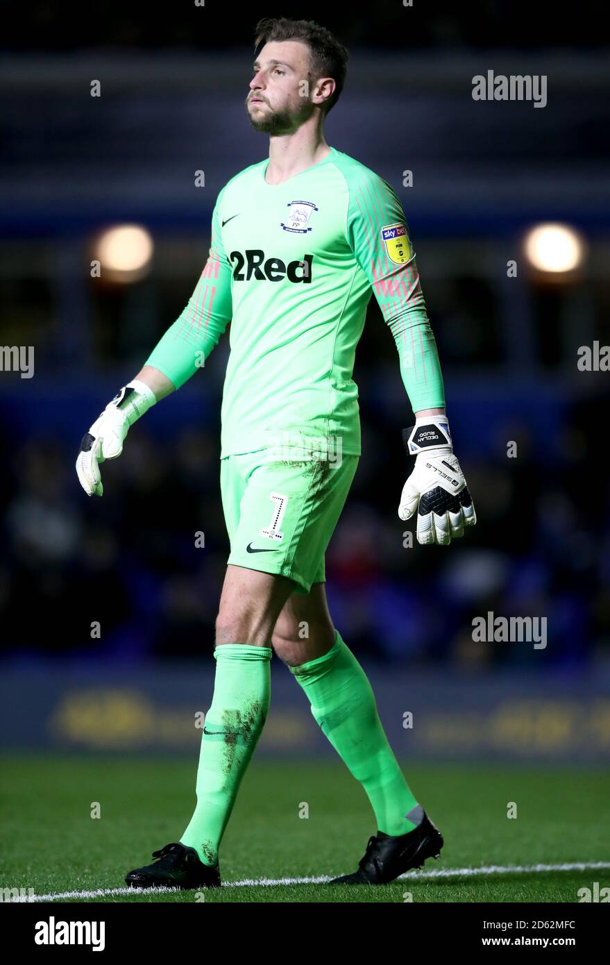 Le gardien de but Preston North End Declan Rudd semble abattu après son échec Pour enregistrer un objectif de Maikel Kieftenbeld de Birmingham City (pas dans le châssis) Banque D'Images