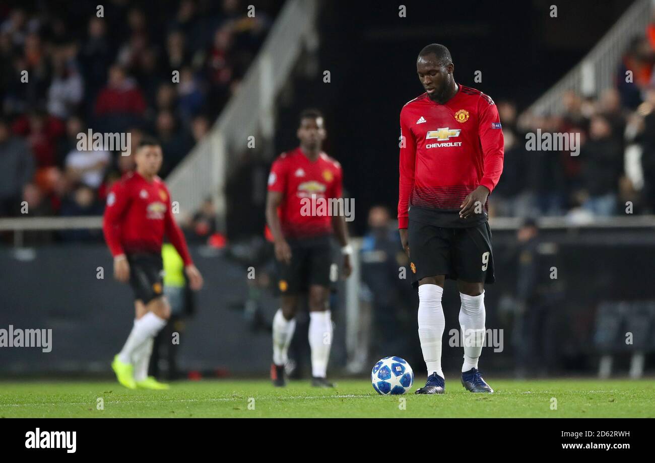 Romelu Lukaku (à droite) de Manchester United montre sa déjection Banque D'Images