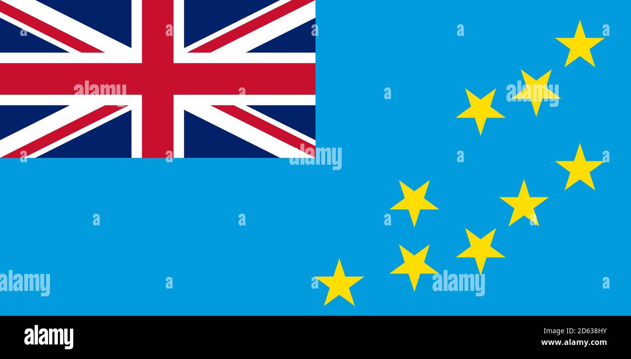 Grand drapeau plat officiel de Tuvalu horizontal Banque D'Images