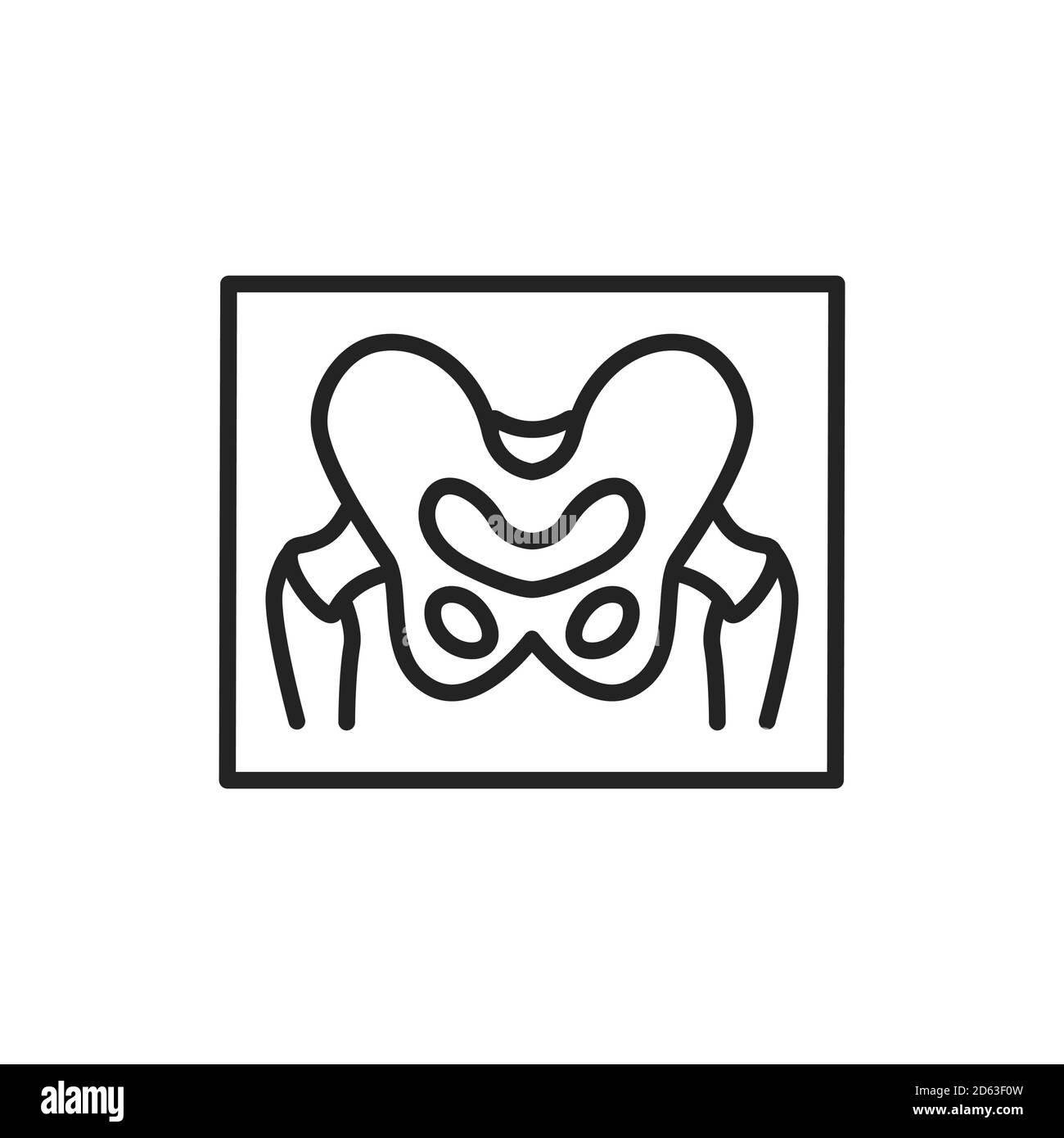 Icône de la ligne noire du bassin pour le dépistage des rayons X. Elément vectoriel isolé. Illustration de Vecteur