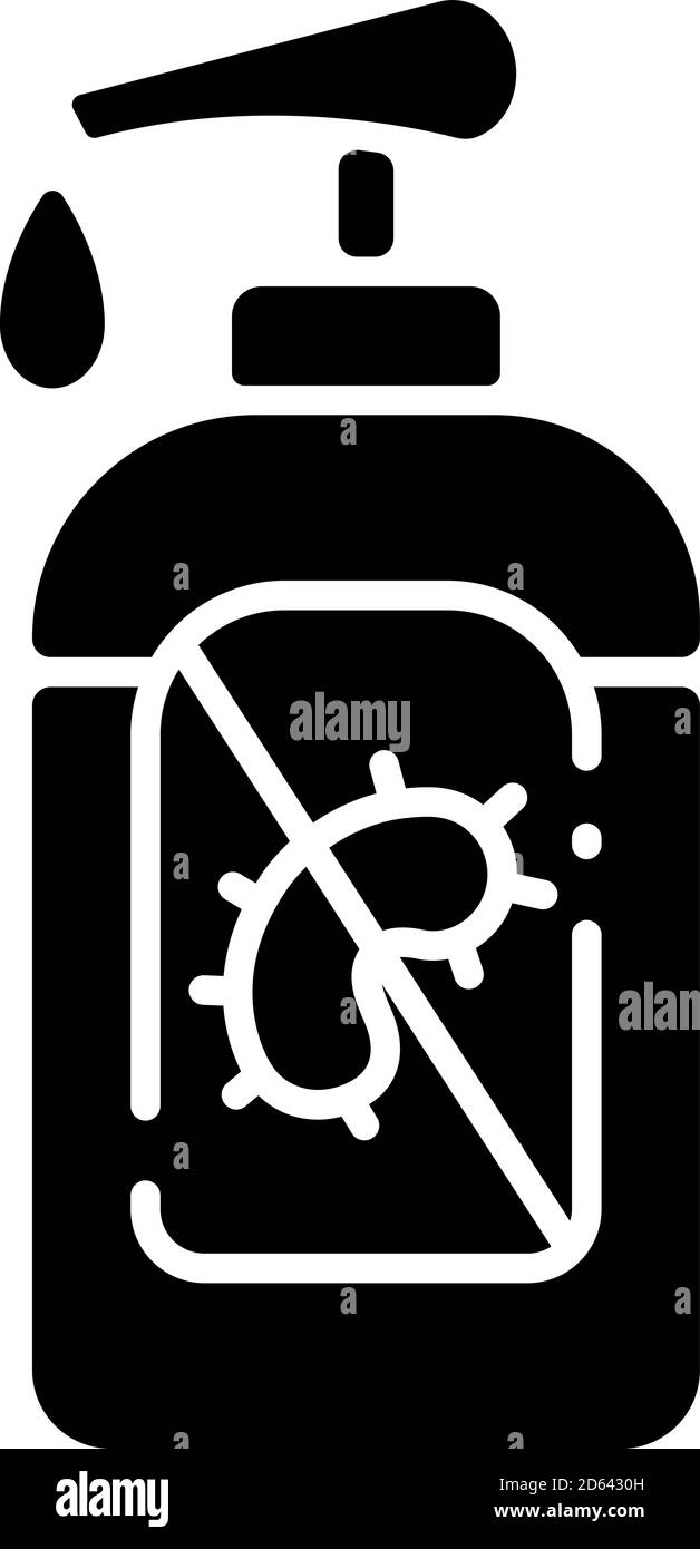 Icône de glyphe noir de l'assainisseur pour bouteille de pompe Illustration de Vecteur