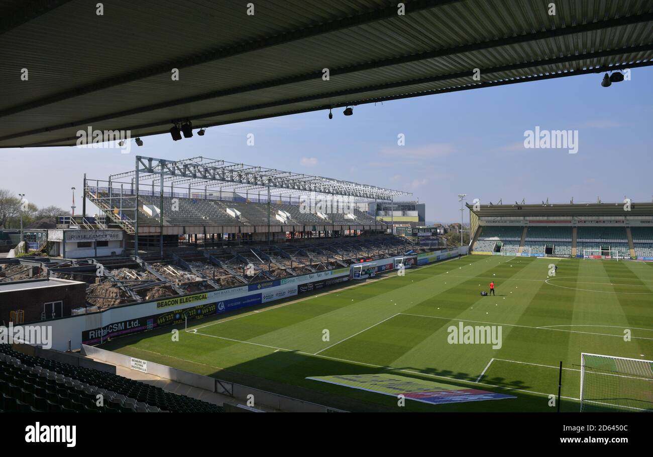 Vue générale sur Home Park, qui abrite Plymouth Argyle. Banque D'Images