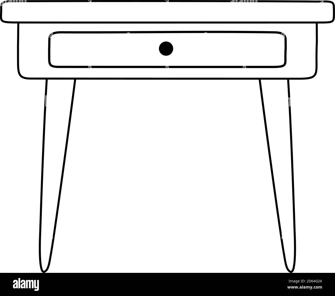 table en bois avec mobilier de tiroir illustration vectorielle isolée de style icône icône de style de ligne Illustration de Vecteur