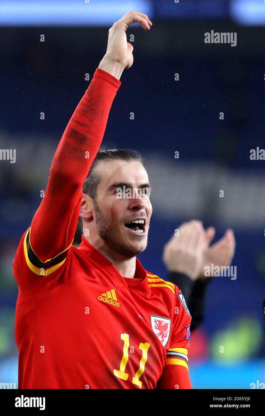 Gareth Bale du Pays de Galles célèbre sa qualification pour le championnat d'Europe 2020 après le coup d'alerte final Banque D'Images