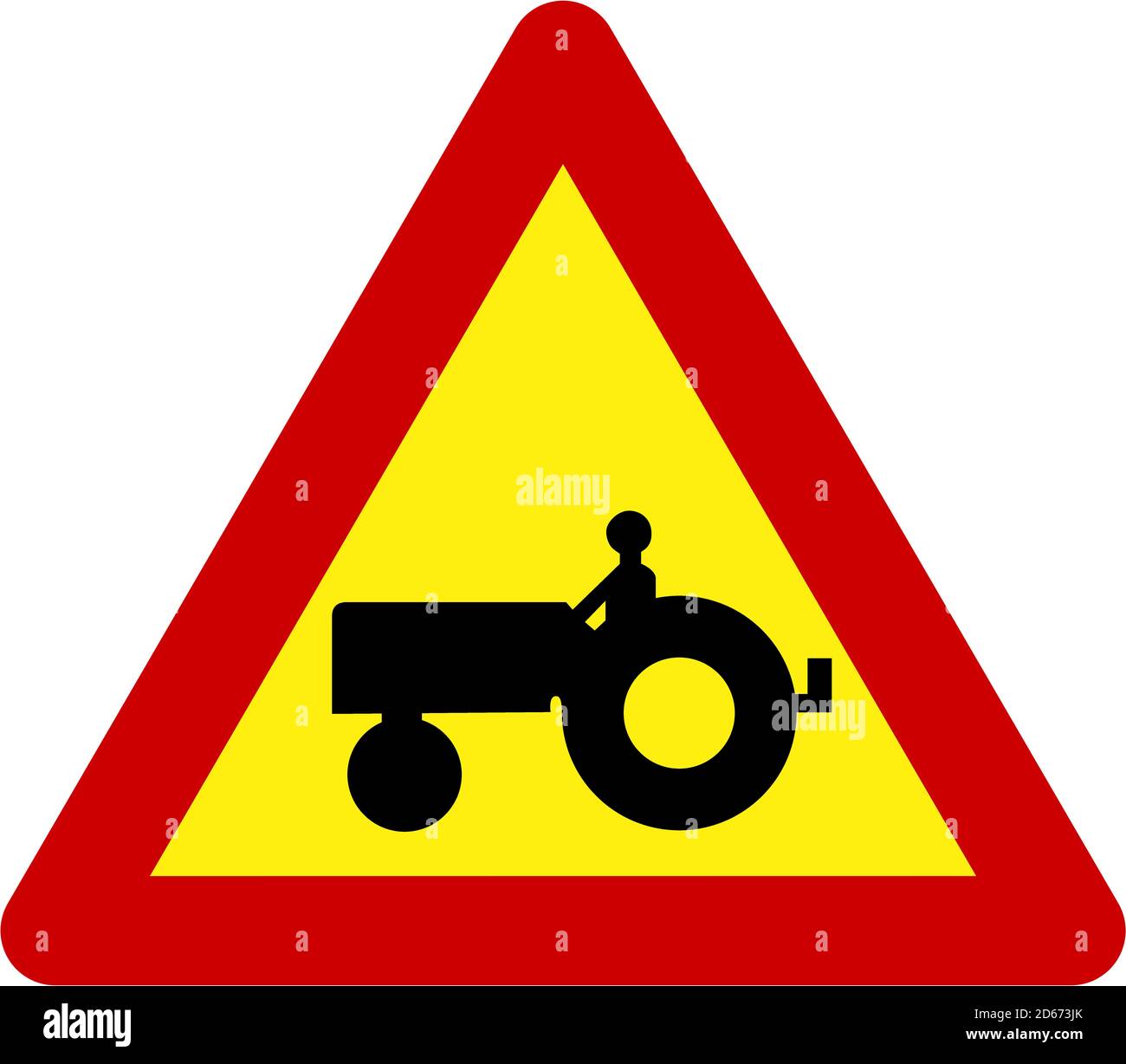 Panneau d'avertissement avec symbole tracteur agricole Banque D'Images