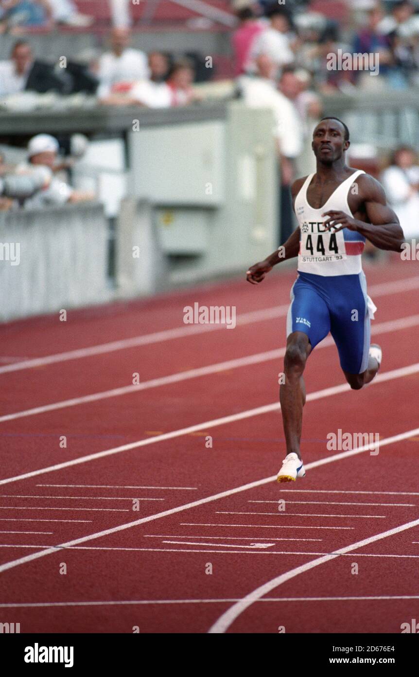 Linford Christie (GB), première chaleur de 100m Banque D'Images