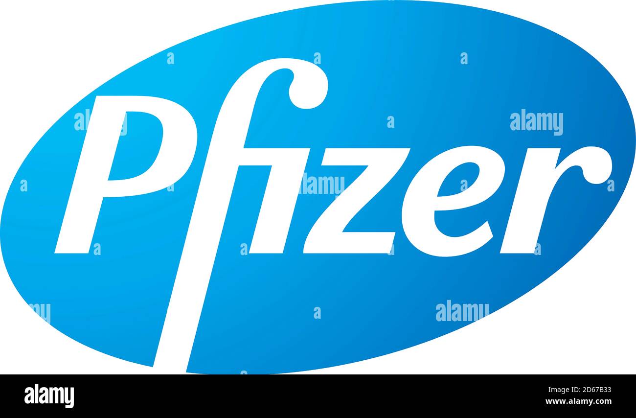 Logo de la société pharmaceutique américaine Pfizer avec siège à New York - États-Unis. Banque D'Images