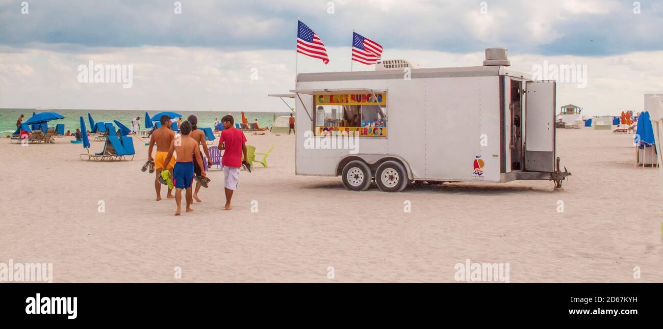 Camion de restauration rapide Miami Beach, Miami, Floride, États-Unis Banque D'Images