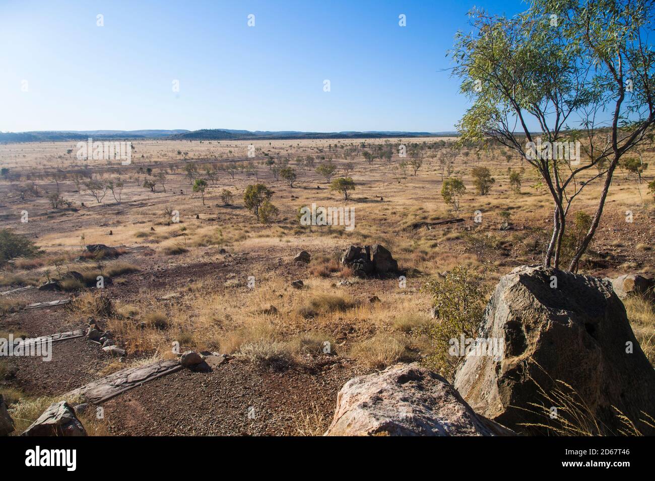 Le sentier de randonnée jusqu'au site fossile du patrimoine mondial de Riversleigh D, le parc national de Boodjamulla (Lawn Hill) Banque D'Images