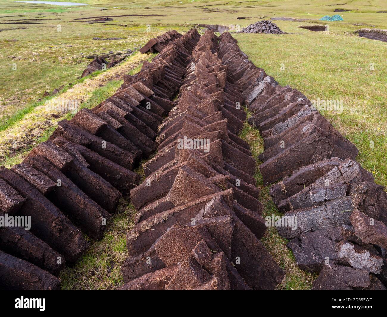 Banc de tourbe travaillé, île Foula, archipel des îles Shetland, Écosse, Royaume-Uni, Europe Banque D'Images