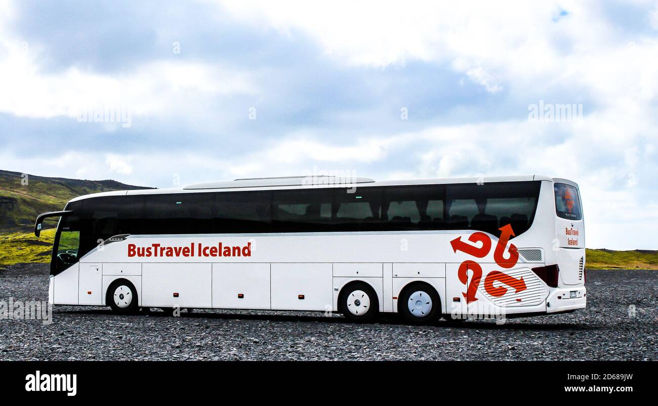 Bus touristique. Islande. Banque D'Images