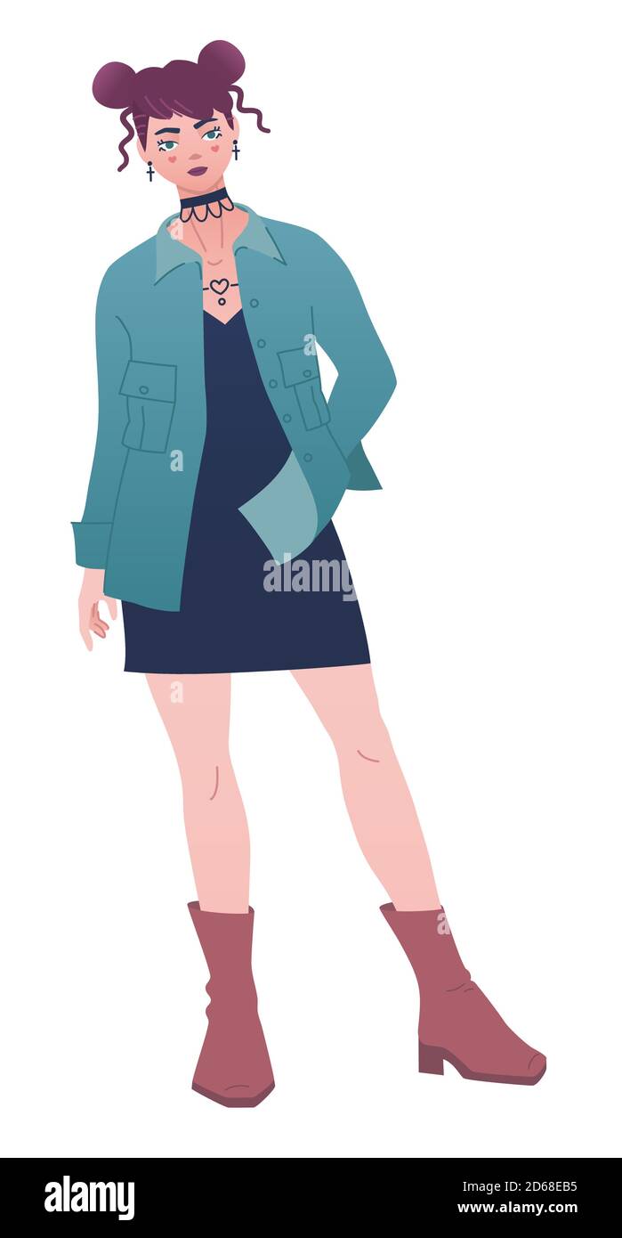 E girl porte une tenue tendance.Jeune fille sous culturelle avec