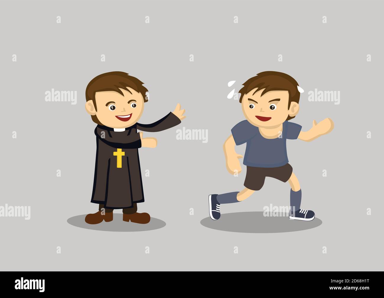Un prêtre chrétien demandant à un homme de se joindre à son religieux. Illustration vectorielle Illustration de Vecteur