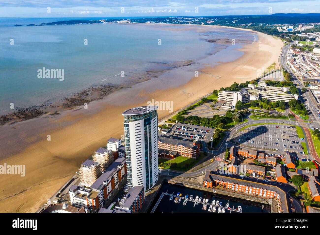 La baie de Swansea d'en haut. Banque D'Images