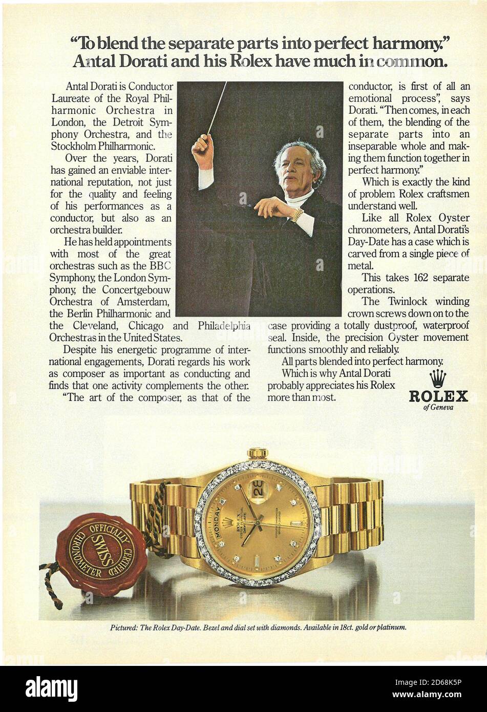 Publicité papier de Rolex Watch Swiss Made Rolex Oyster jour date gmt  chronomètre principal réglage de la date Photo Stock - Alamy