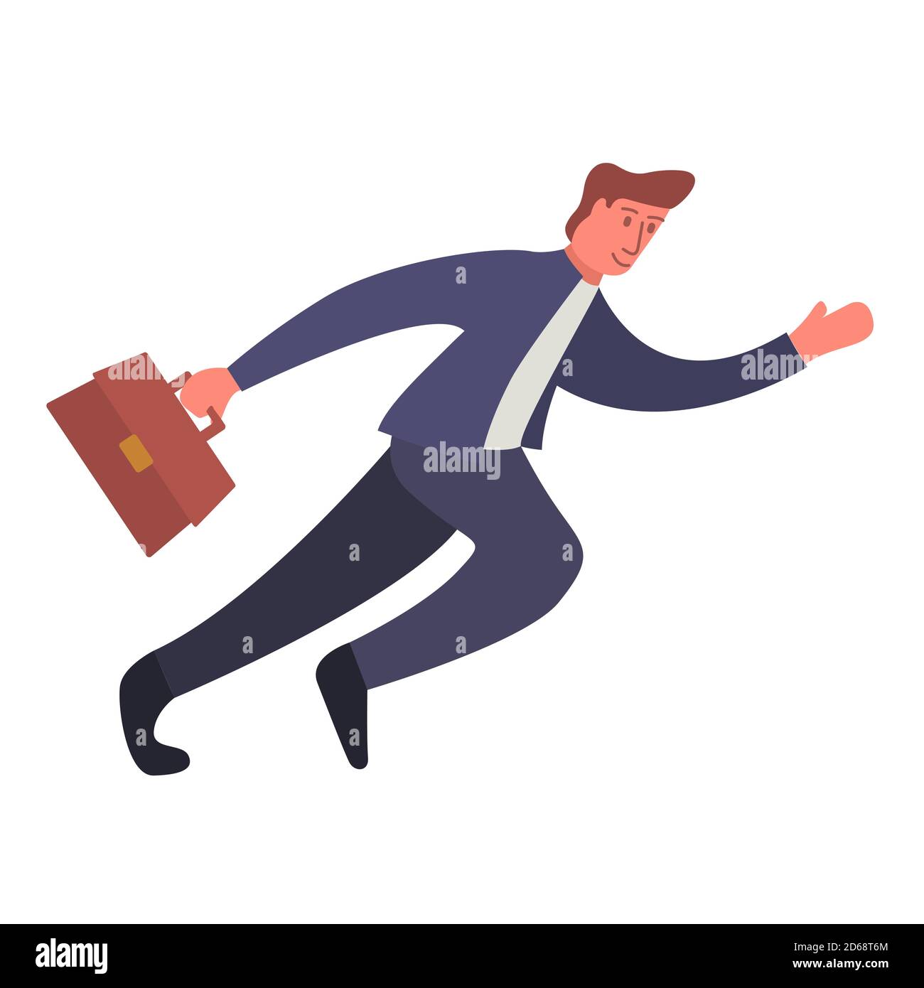 Homme d'affaires courant se dépêcher.Flat Illustration vector.personnage de dessin animé homme courant avec mallette. Illustration de Vecteur