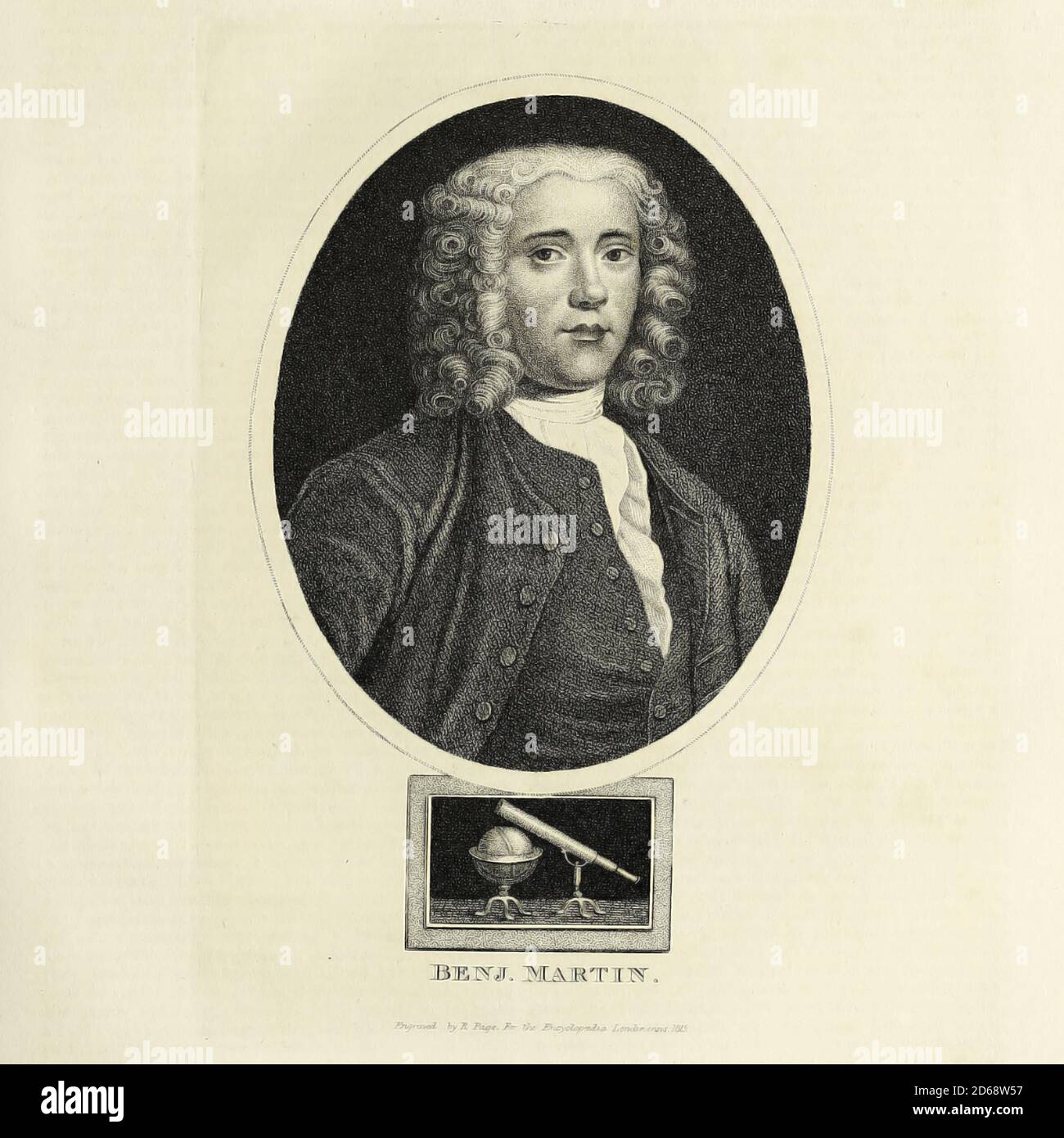 Benjamin Martin (baptisé en 1705; décédé en 1782) est un lexicographe qui a compilé l'un des premiers dictionnaires anglais, le Lingua Britannica Reformata (1749). Il a également été chargé de cours sur la science et créateur d'instruments scientifiques. Gravure sur plaque de coperplate de l'Encyclopedia Londinensis or, Dictionnaire universel des arts, des sciences et de la littérature; Volume XIV; édité par Wilkes, John. Publié à Londres en 1816 Banque D'Images