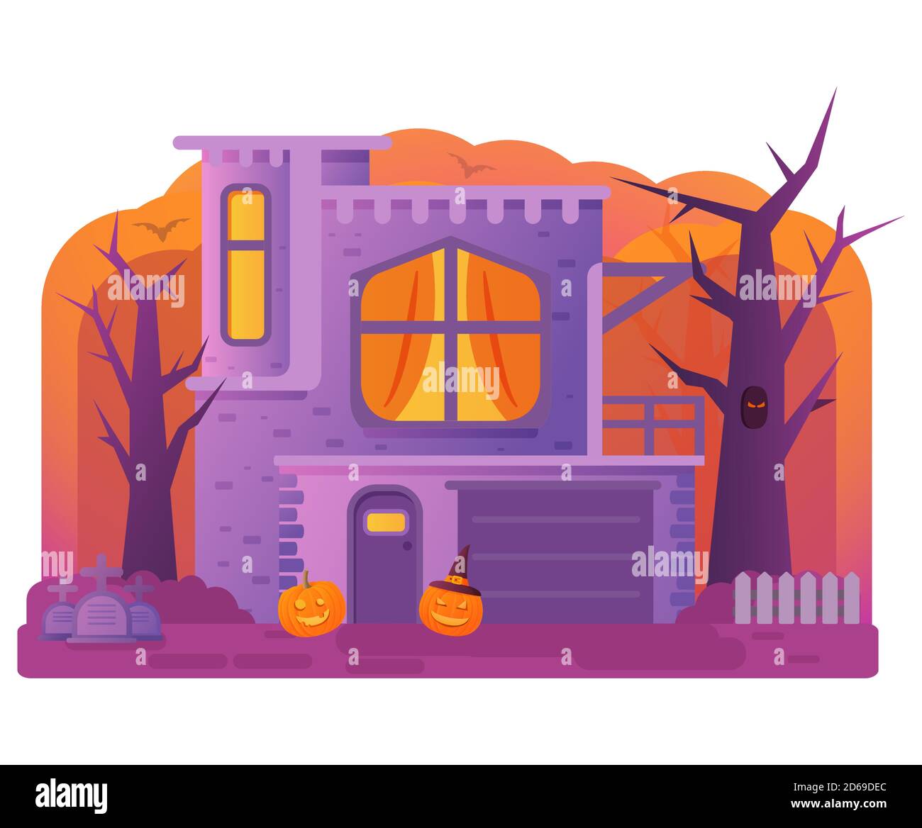 Maison d'Halloween. Vieux cimetière grapierre. Histoire d'horreur. Illustration de Vecteur