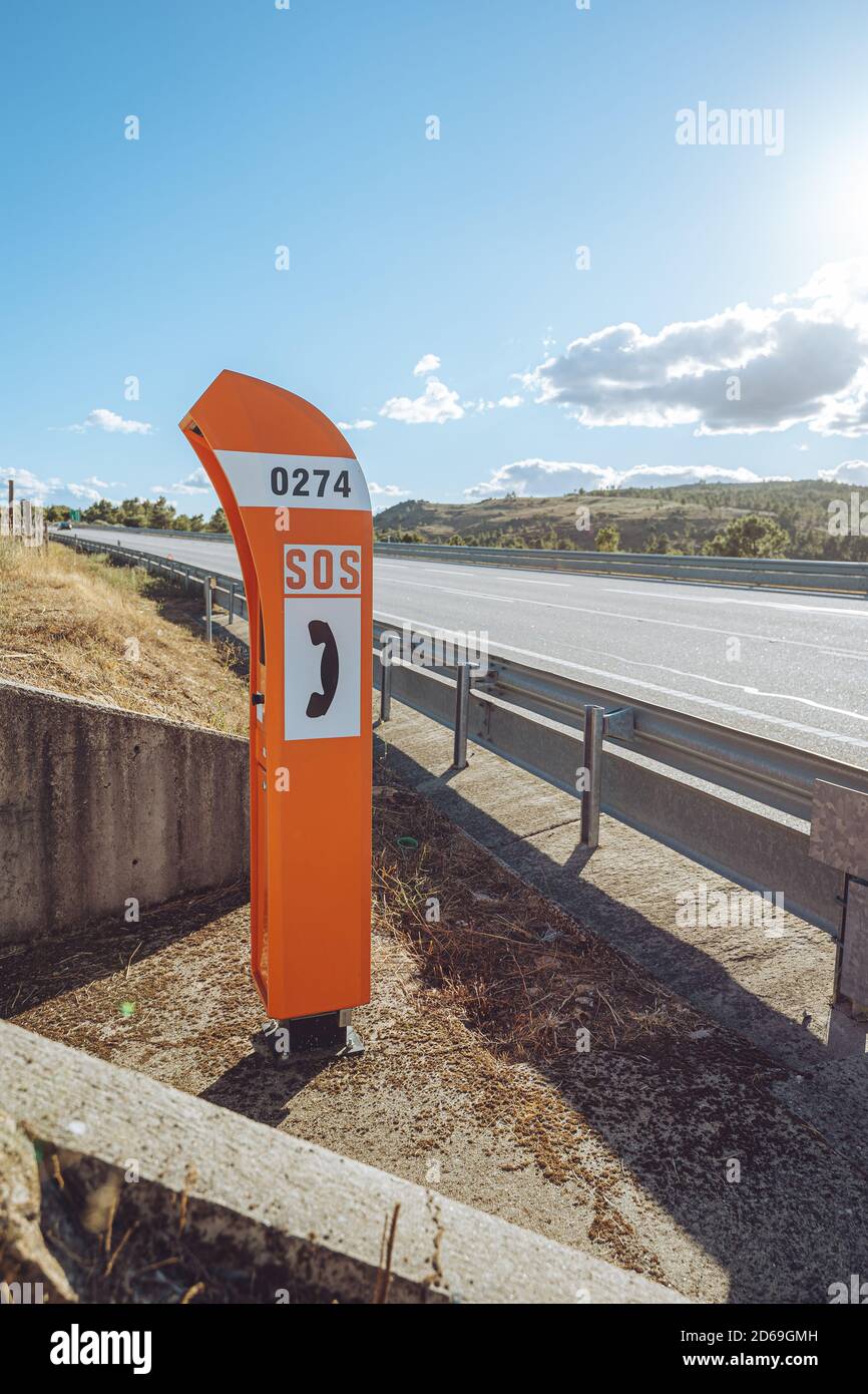 Téléphone d'urgence SOS routier Banque D'Images