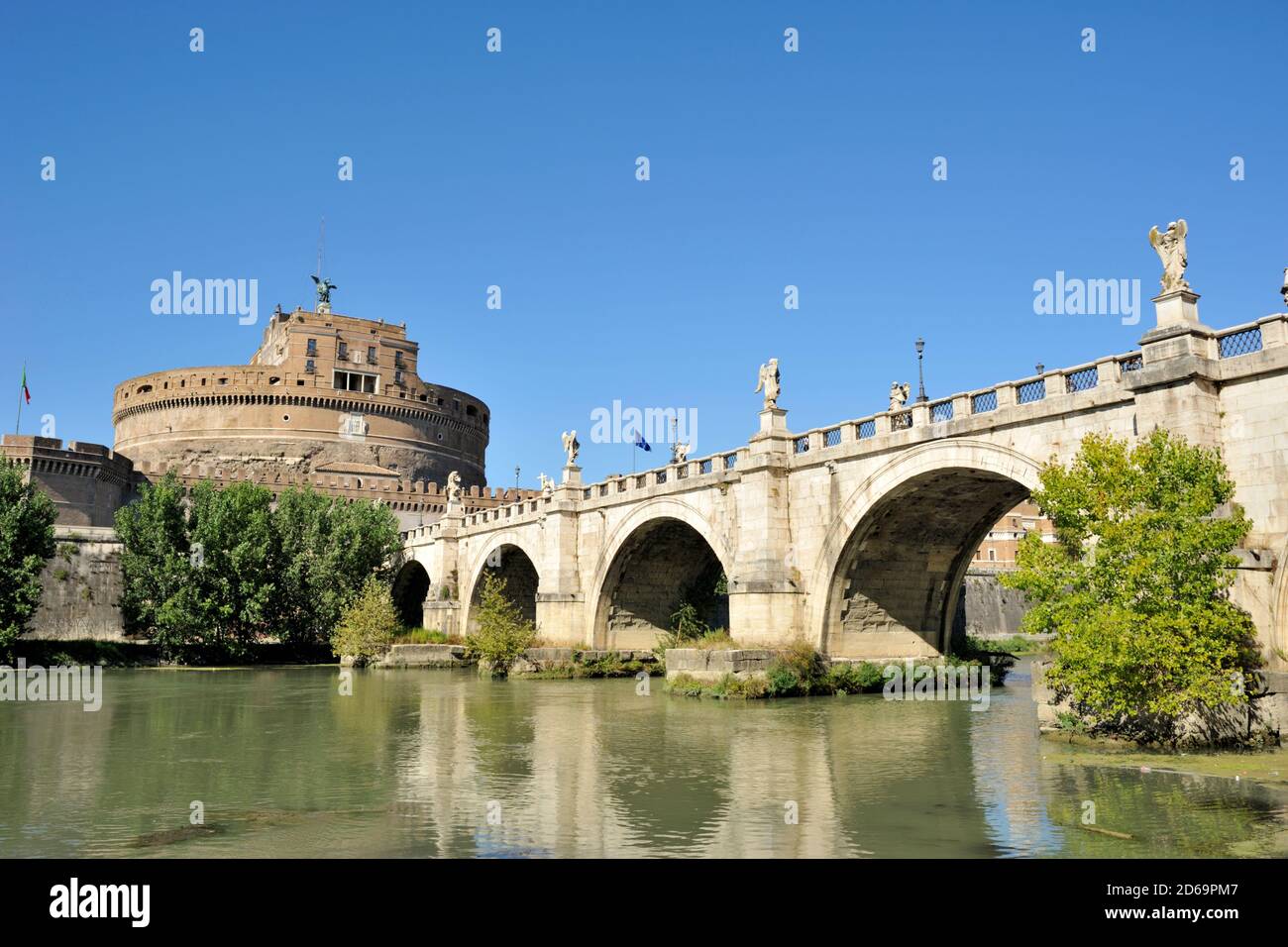 Castel Sant'Angelo et le Ponte Sant'Angelo, Rome, Italie Banque D'Images