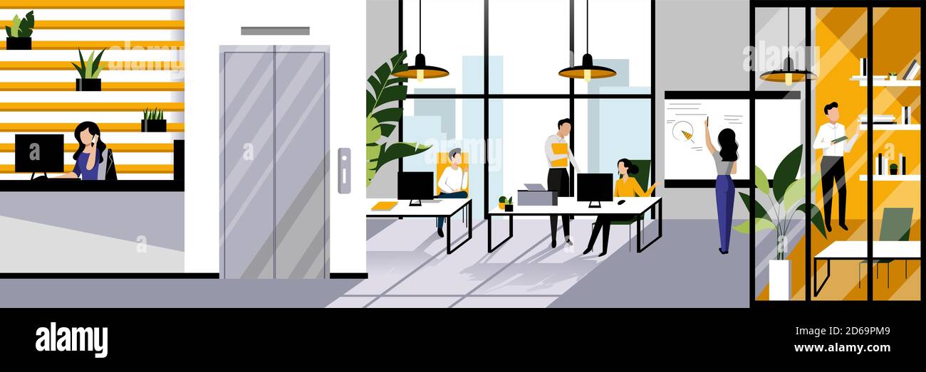 Espace de travail moderne et professionnels. Illustration de dessin ...