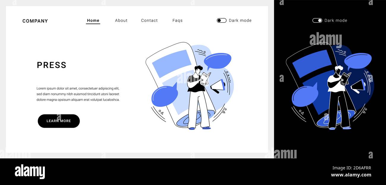 Appuyez sur la page d'accueil du concept vectoriel. Illustration de Vecteur