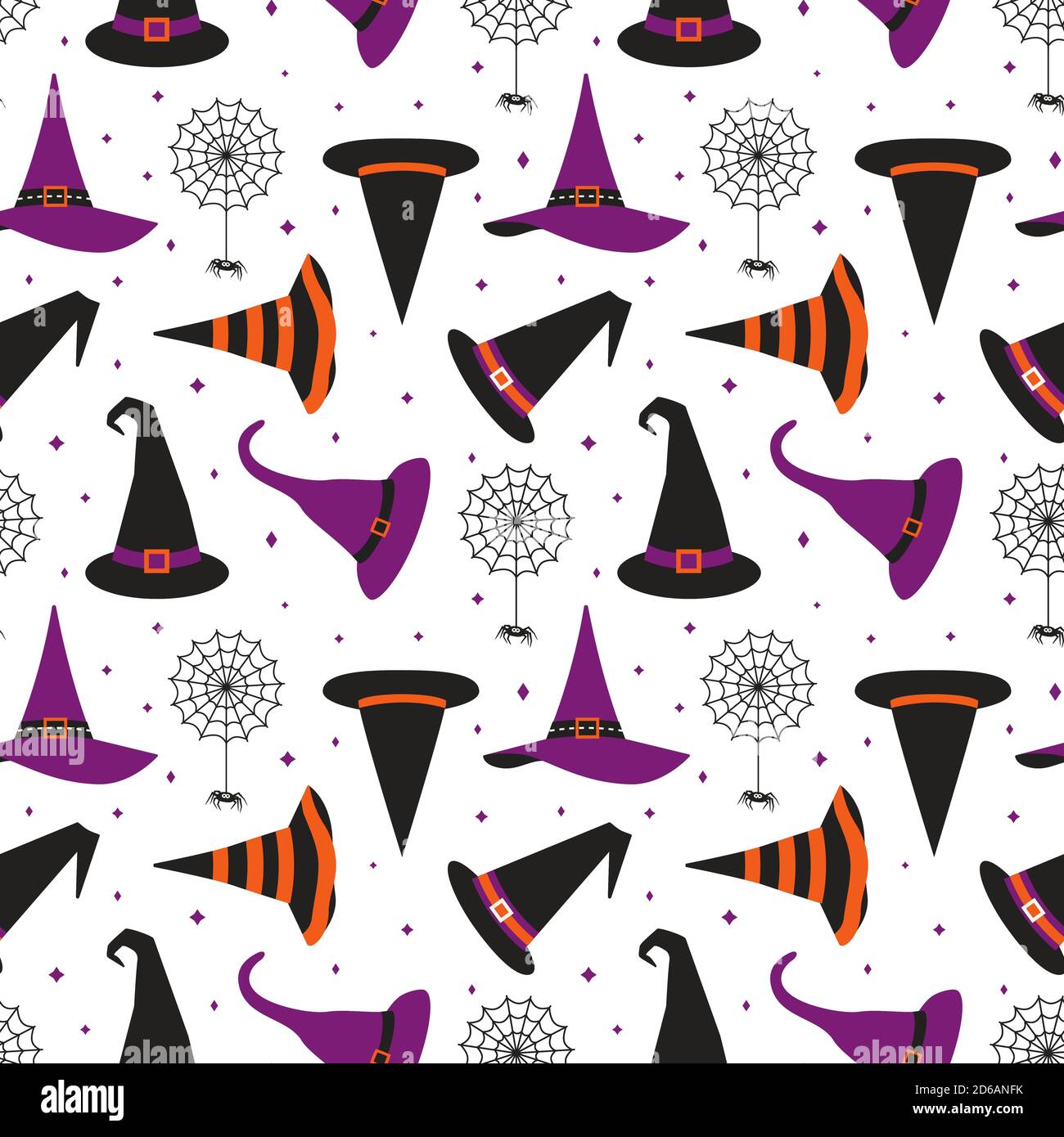 Halloween sorcière chapeaux fantaisie sans couture motif vectoriel Illustration de Vecteur