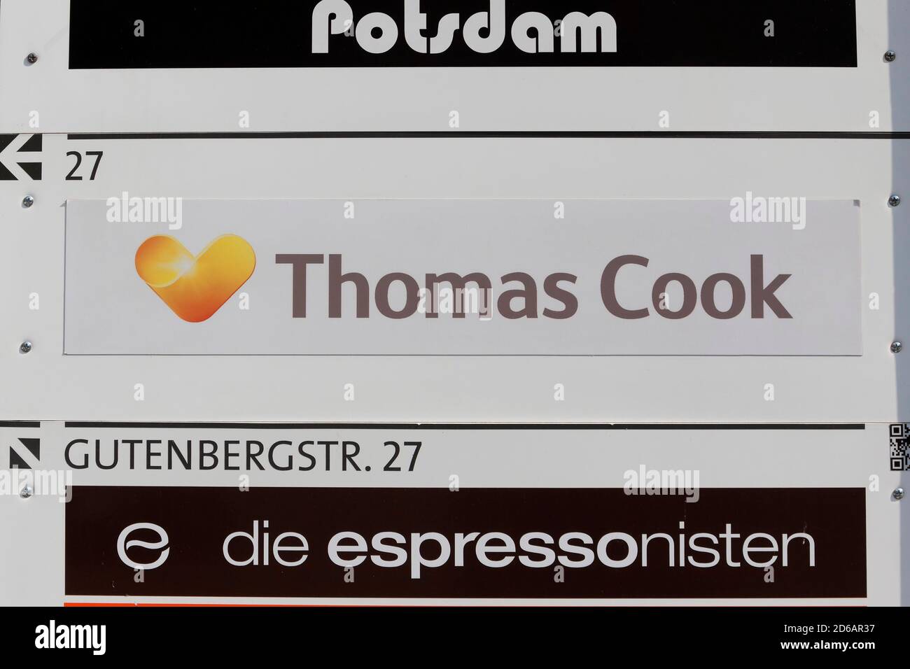 Panneau, Thomas Cook à Potsdam, Brandebourg, Allemagne Banque D'Images