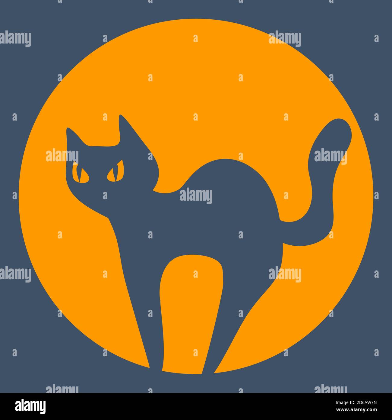 Silhouette sombre vectorielle d'un chat d'halloween et d'une lune Illustration de Vecteur