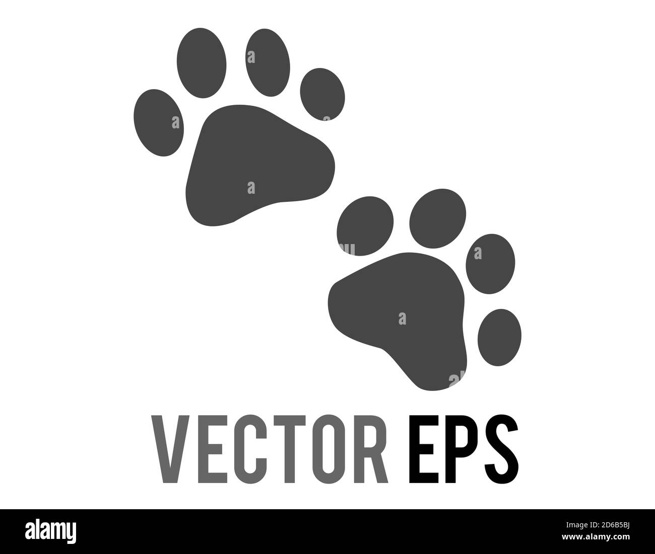 La paire vectorielle isolée de pattes noires imprime une icône, montrant quatre orteils et un coussinet, utilisé pour divers contenus concernant les chats et les chiens d'animaux de compagnie Illustration de Vecteur