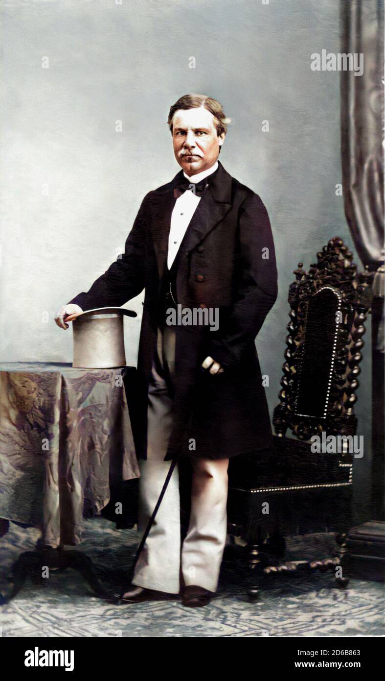 1870 c., Rome , ITALIE : le Conte italien LUIGI CARPEGNA FALCONIERI GABRIELLI ( 1816 - 1861 ), noble du pontifical Stato Pontificio . Portrait de d'Alessandri , Roma . Fils du comte Filippo di Capegna ( 1781 - 1817 ) et Vittorio dei conti Brucetti . Marié deux fois , d'abord avec Amalia Lozano Argoli ( 1822 - 1843 ) et Ludmilla Holinska ( mort en 1894 ). De la première femme née le fils principe Ulderico Orazio Carpegna Falconieri Gabrielli ( 1872 - 1954 ), Sindaco di Roma et Senatore del Regno d'Italia , marié avec Anna Maria Giusso ( 1891 - 1973 ) fille du comte Luigi Giusto et Duca Banque D'Images