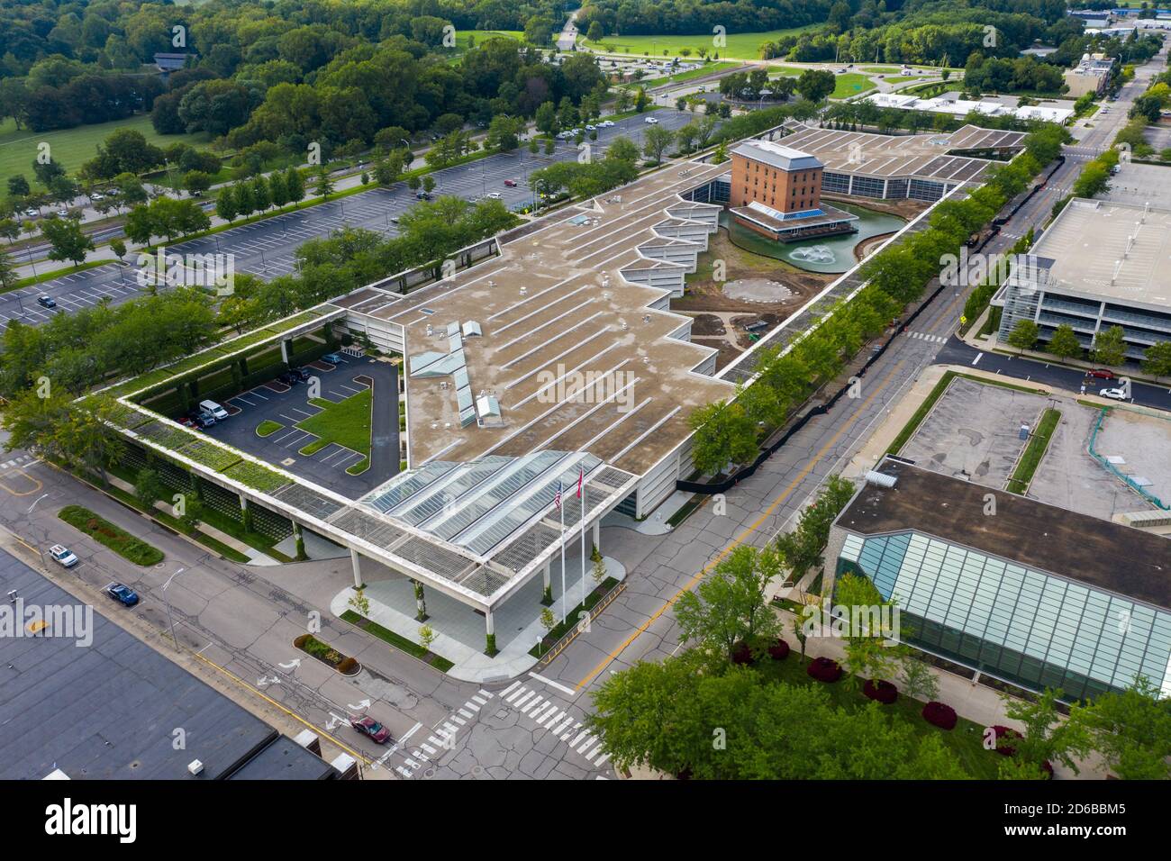 Cummins Corporate Office Building, conçu par Kevin Roche, Columbus, Indiana Banque D'Images