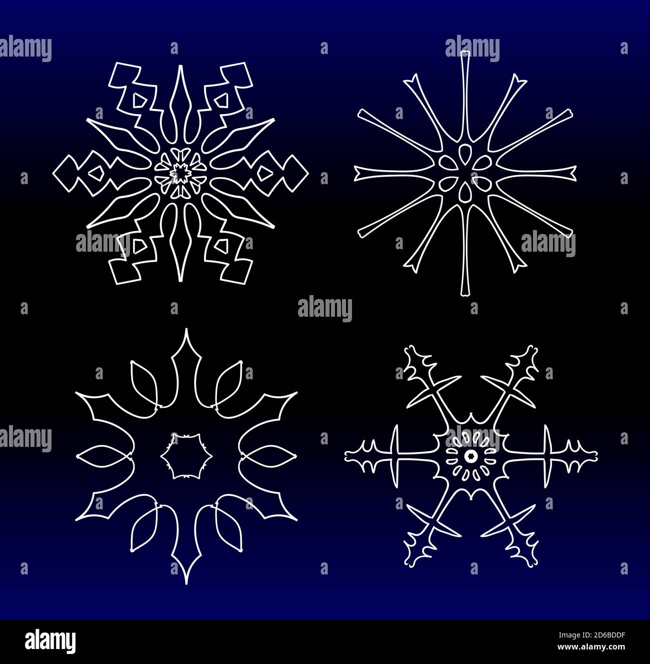 Ensemble de magnifiques silhouettes en filigrane pour fêter Noël. Signe ou emblème de la neige pour les vacances de Noël. Illustration de Vecteur